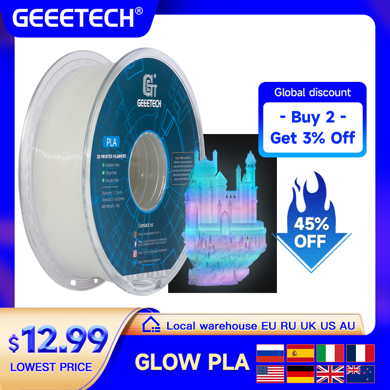 3D Printing Nylon - GEEETECH Glow PLA 1.75mm 1kg Świecący